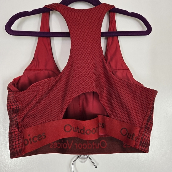Outdoor Voices Move Free Red Legging Bra Pomegranate Red Plaid Compression Set M - Picture 5 of 17